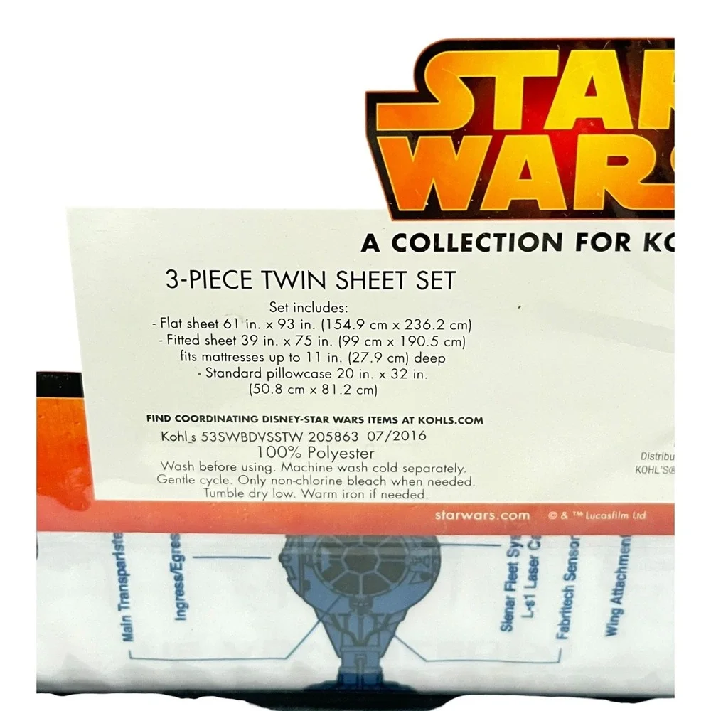 New Disney Star Wars Sheet Twin Set Microfiber 100% Polyester Cozy Easy Care